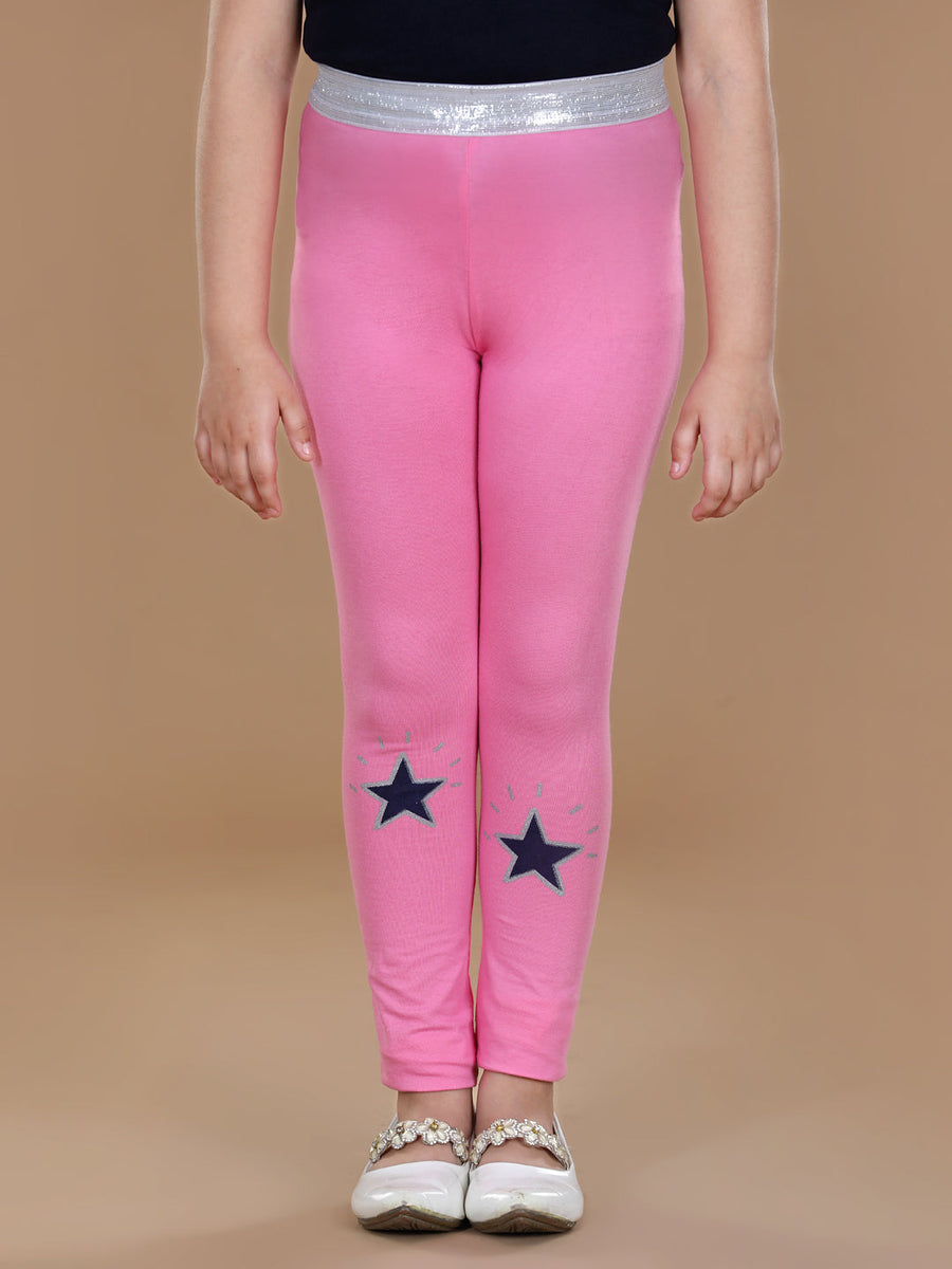 pink solid legging