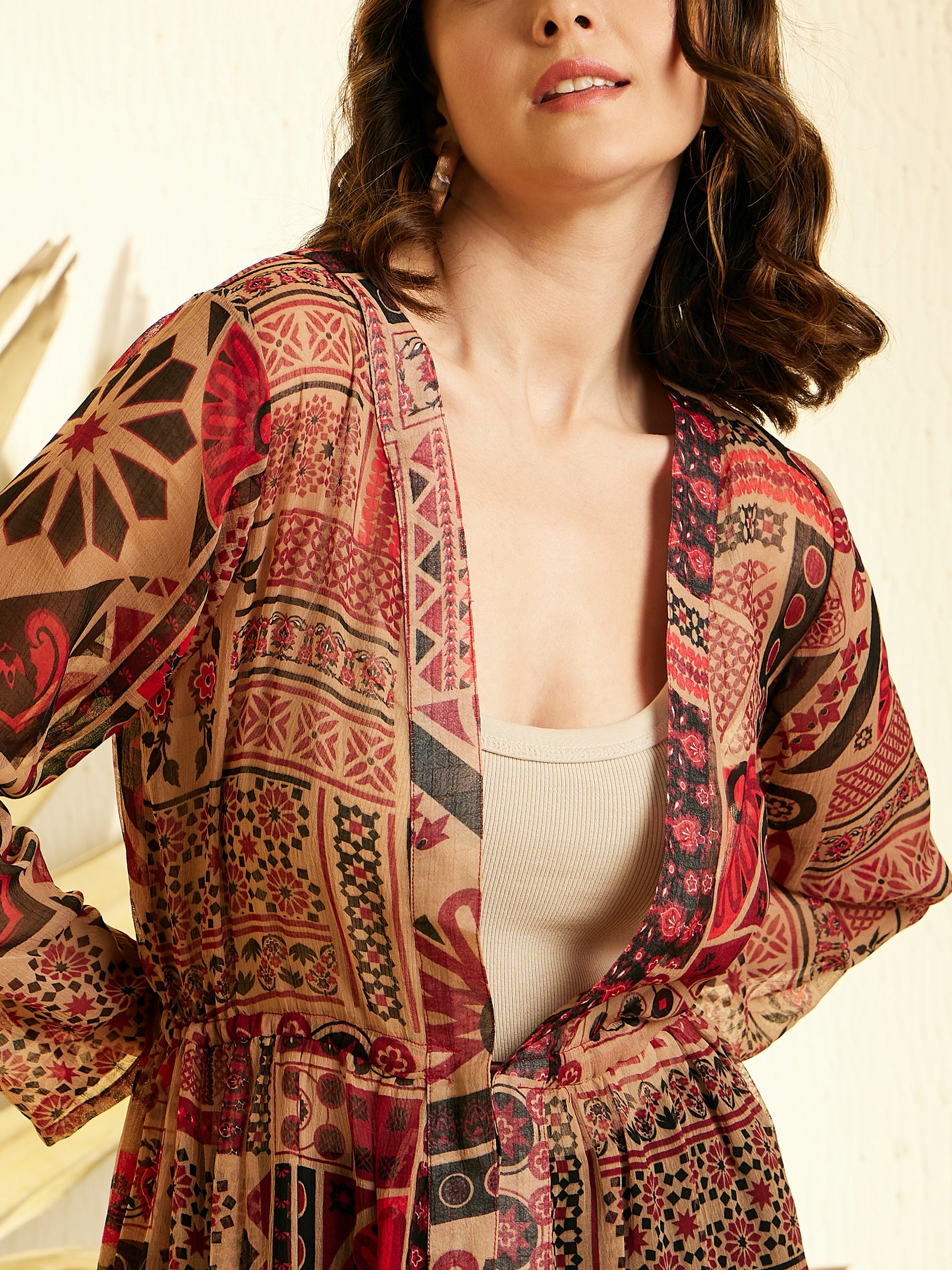 StyleStone Women's Printed Longline Shrug