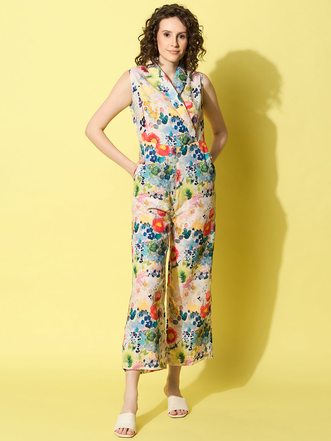 StyleStone Women's Floral Lapel style Jumpsuit