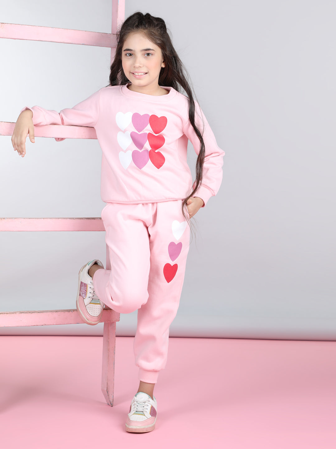 StyleStone Girls Heart Printed Tracksuit