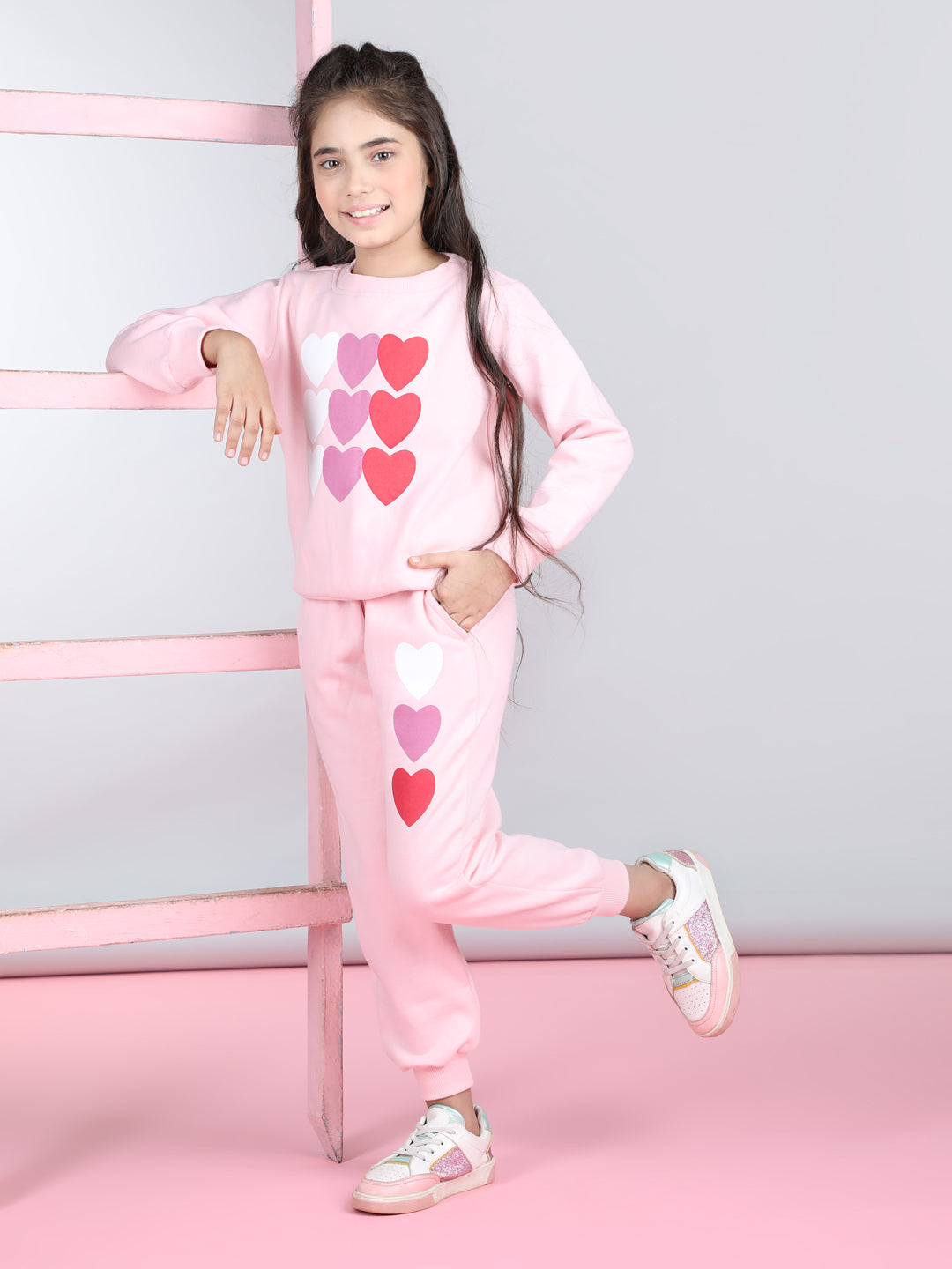 StyleStone Girls Heart Printed Tracksuit