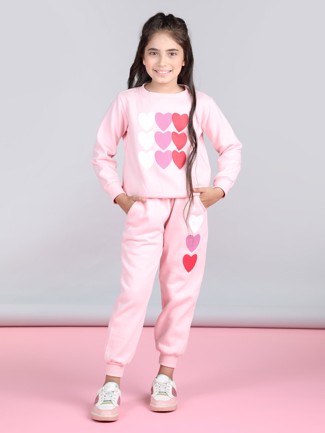 StyleStone Girls Heart Printed Tracksuit