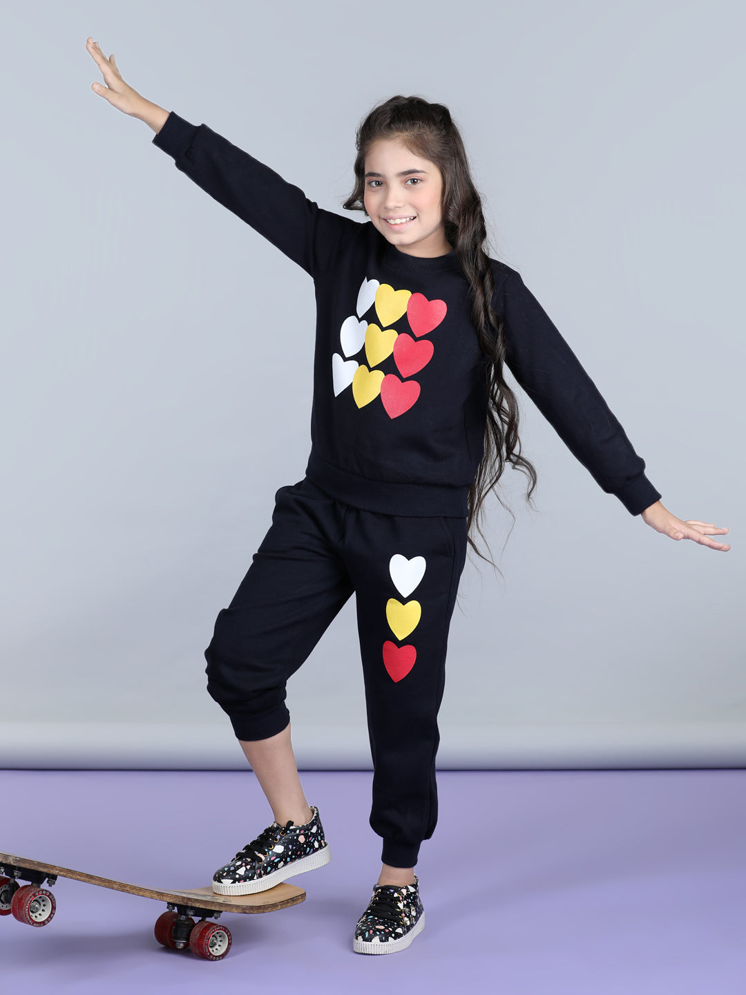 StyleStone Girls Heart Printed Tracksuit