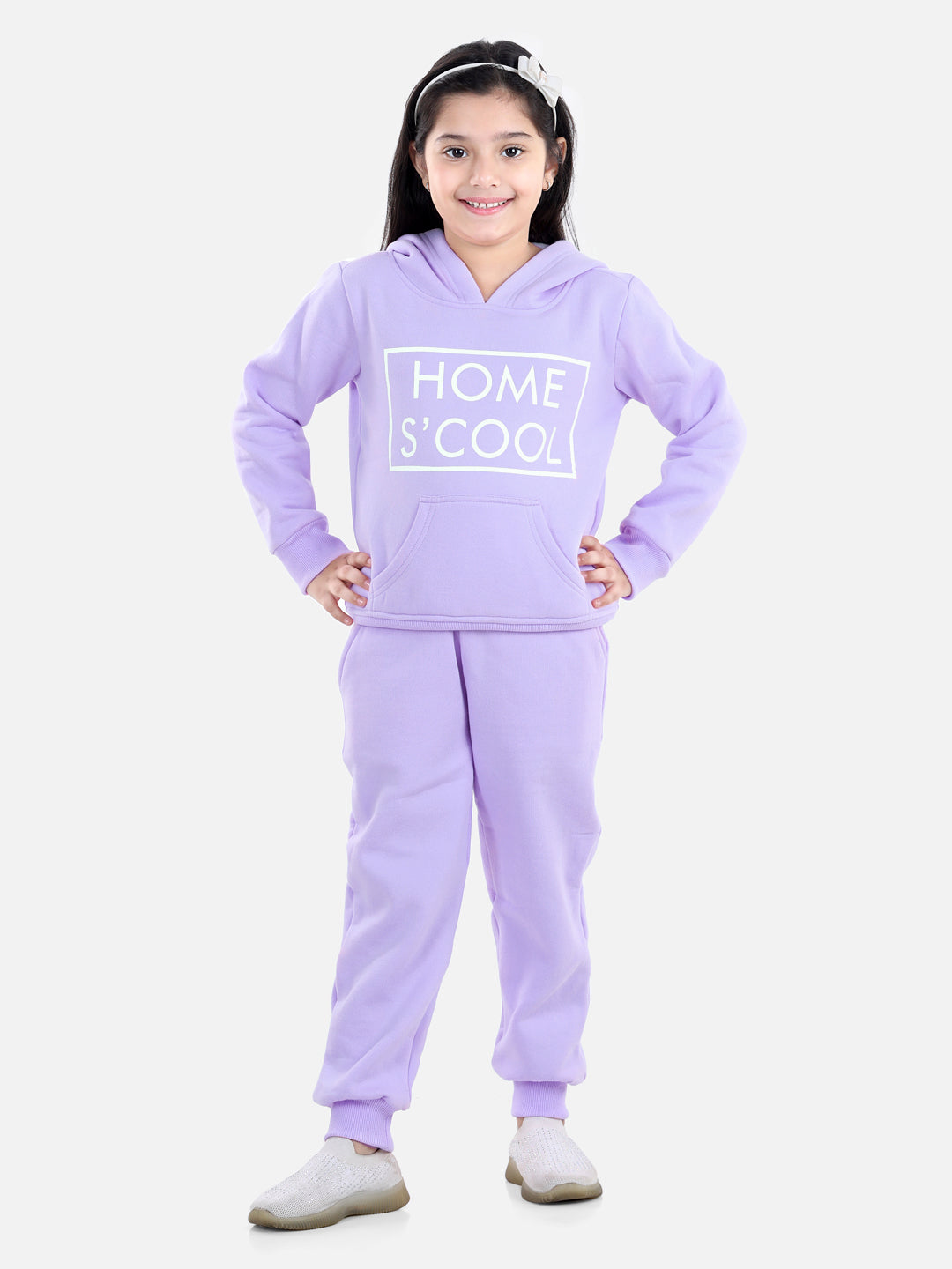 StyleStone Girls Home S' Cool Printed Hooded Track Suit Set