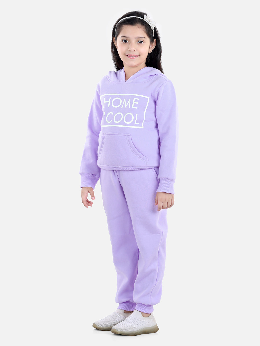 StyleStone Girls Home S' Cool Printed Hooded Track Suit Set