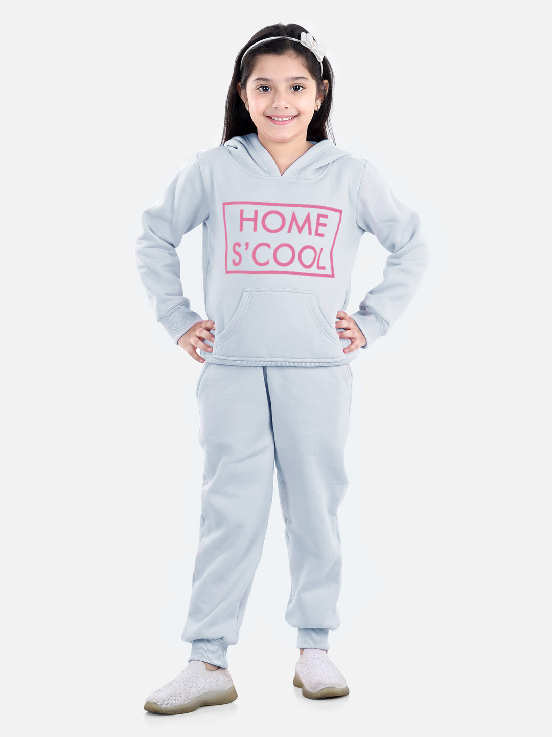 StyleStone Girls Home S' Cool Printed Hooded Track Suit Set