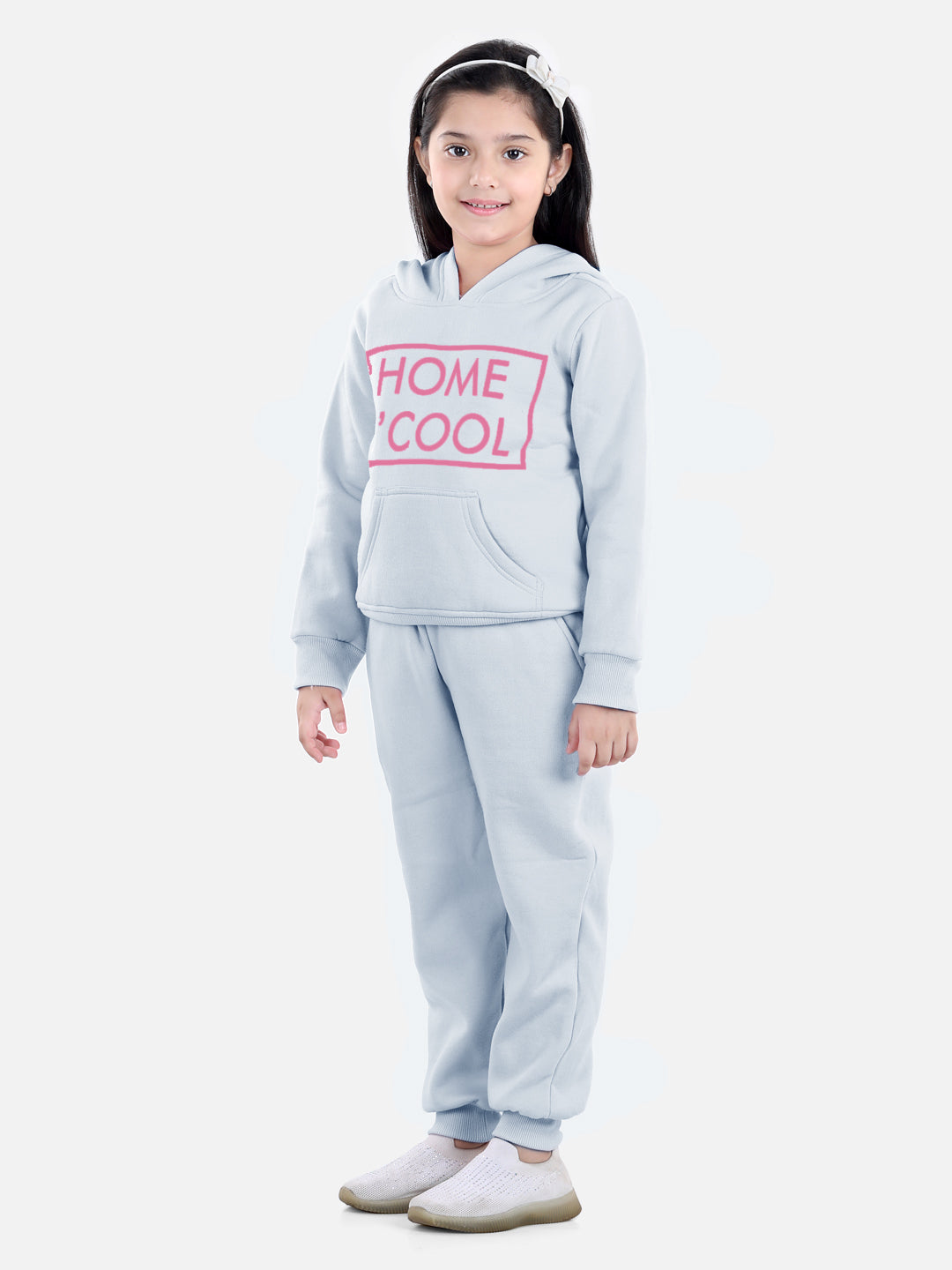 StyleStone Girls Home S' Cool Printed Hooded Track Suit Set