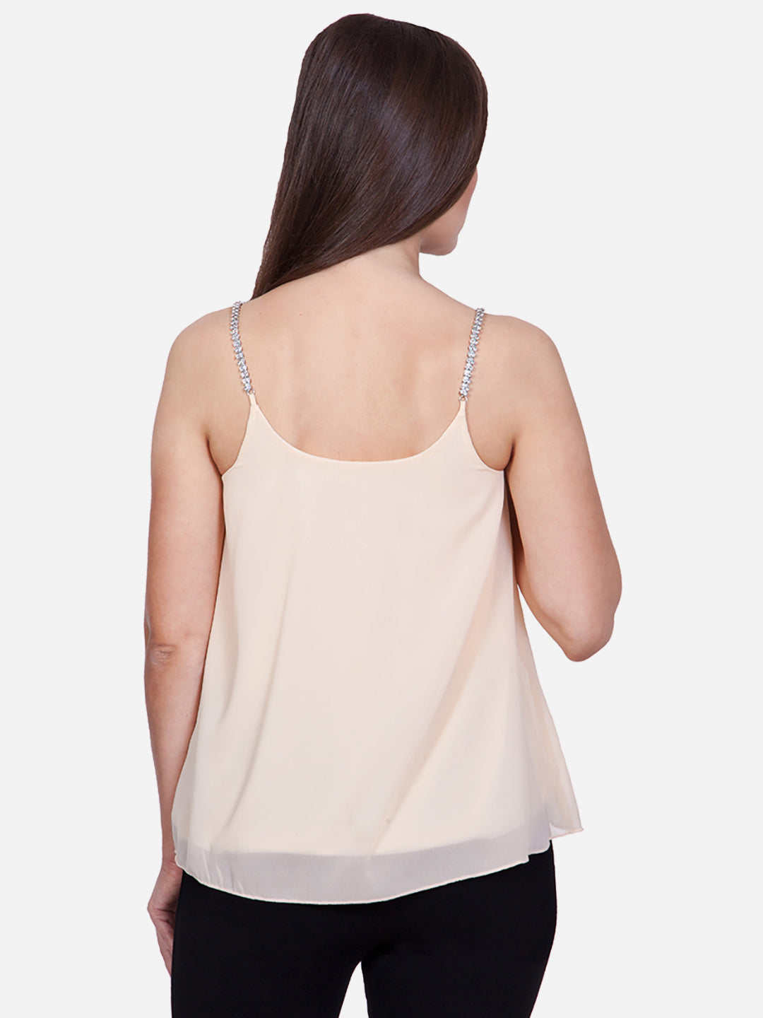 Women's Beige embellished Strap Top