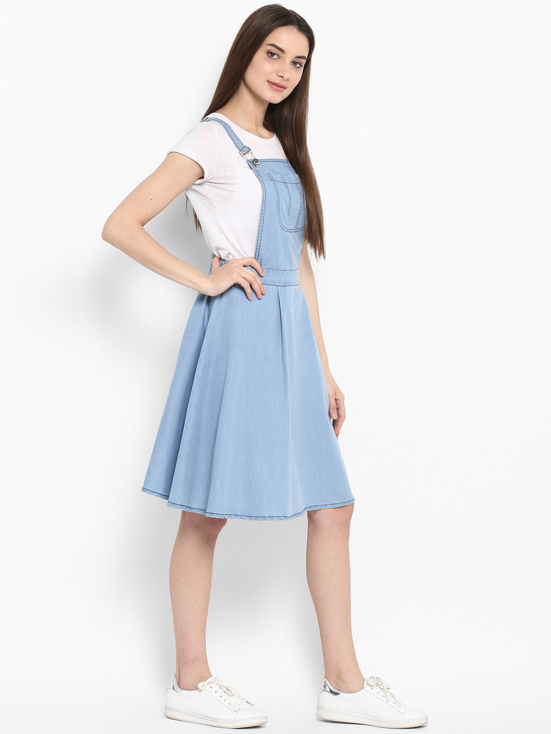 Denim dungaree dress - Light denim blue - Kids | H&M IN