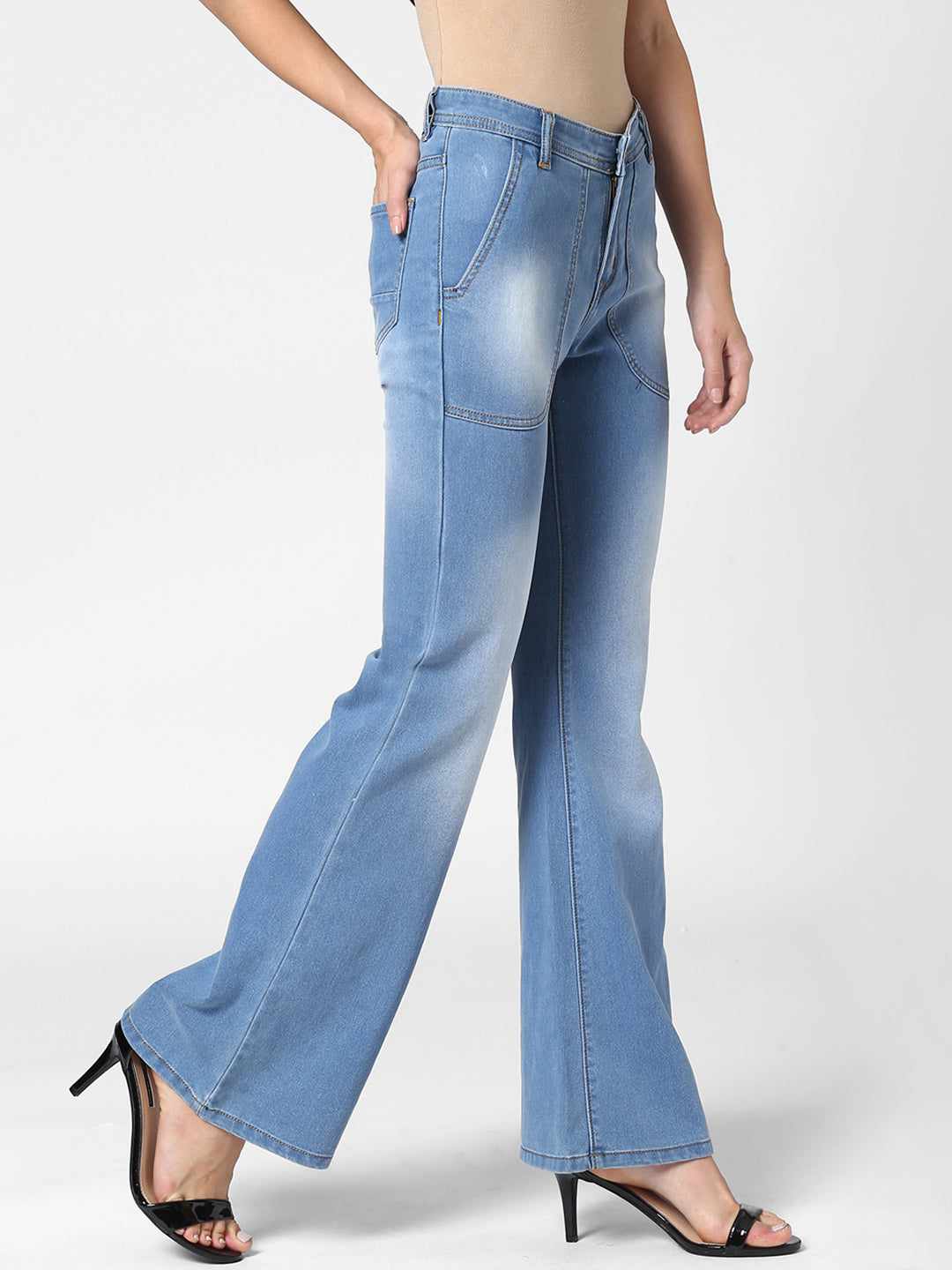 Women's Bootcut Denim Jeans with Pocket detail