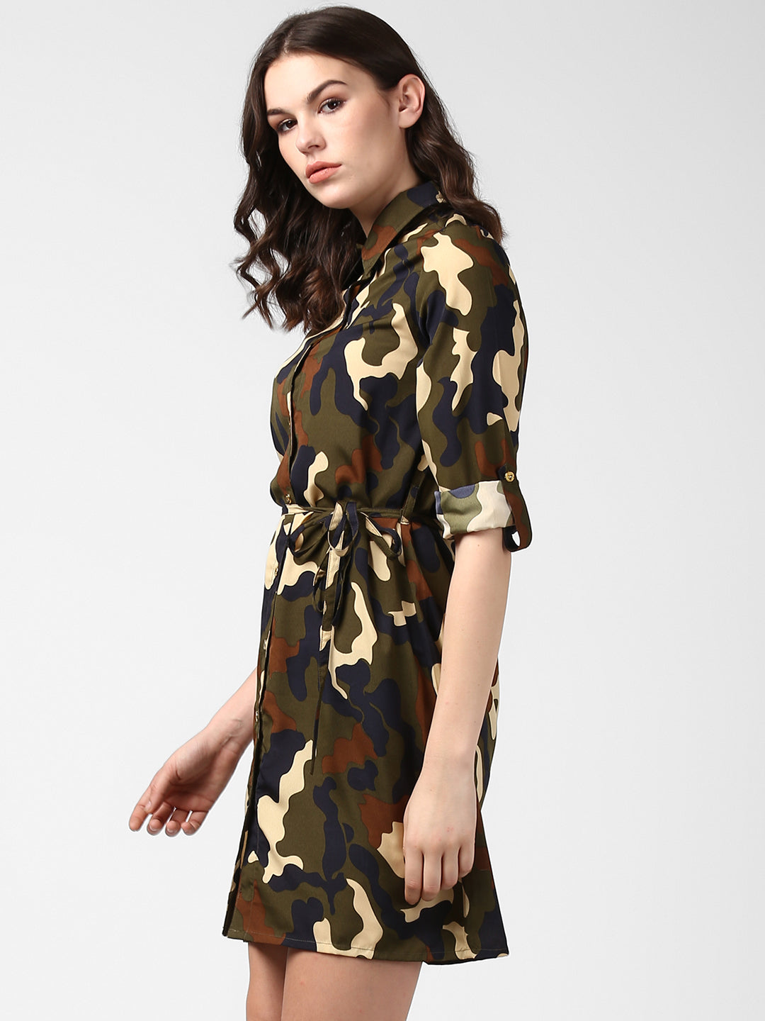 Women's Camouflage Print Shirt Dress