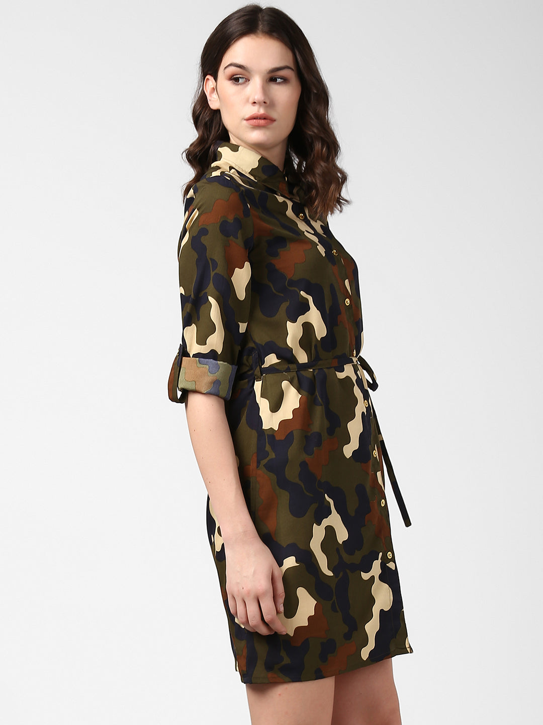 Women's Camouflage Print Shirt Dress