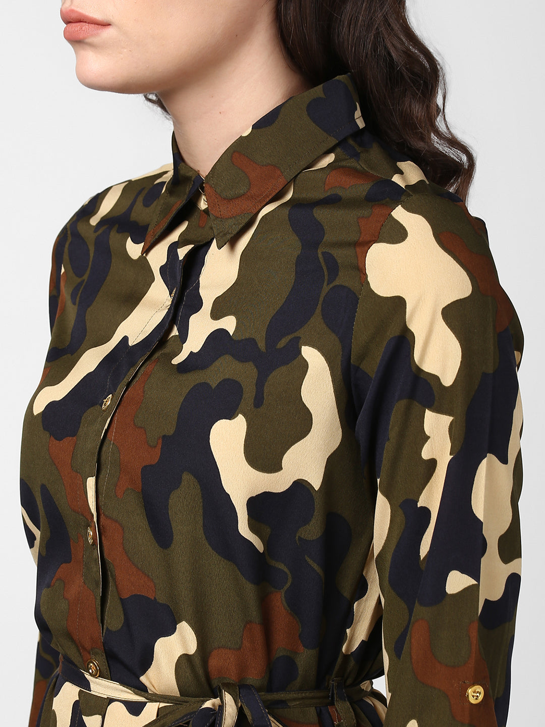 Women's Camouflage Print Shirt Dress