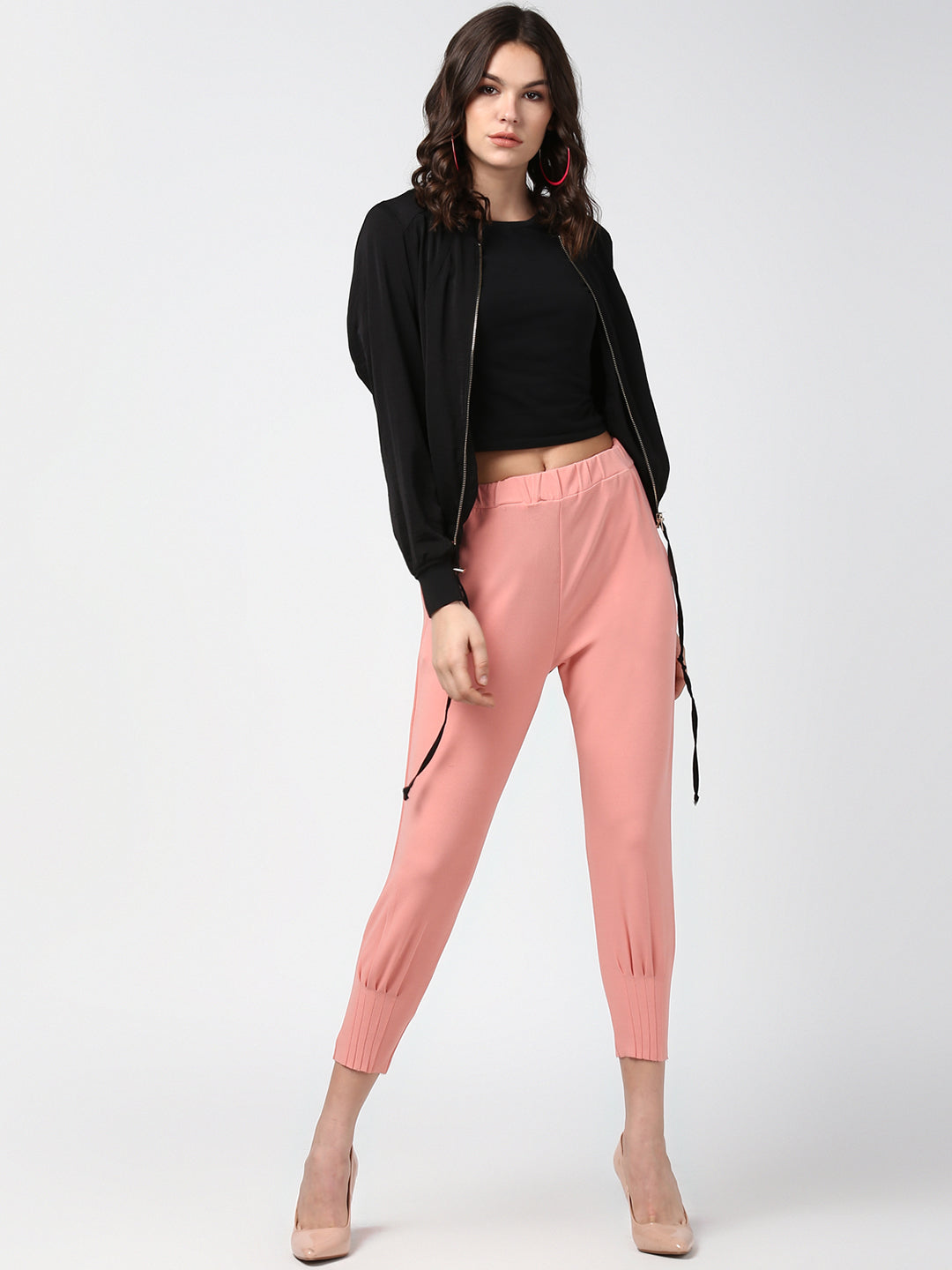 Women's Pink elasticated waistband and hemline stylised Pants