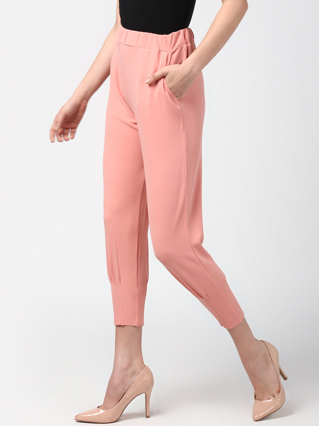 Women's Pink elasticated waistband and hemline stylised Pants