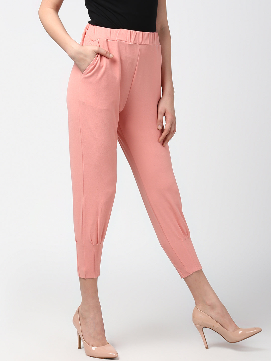 Women's Pink elasticated waistband and hemline stylised Pants