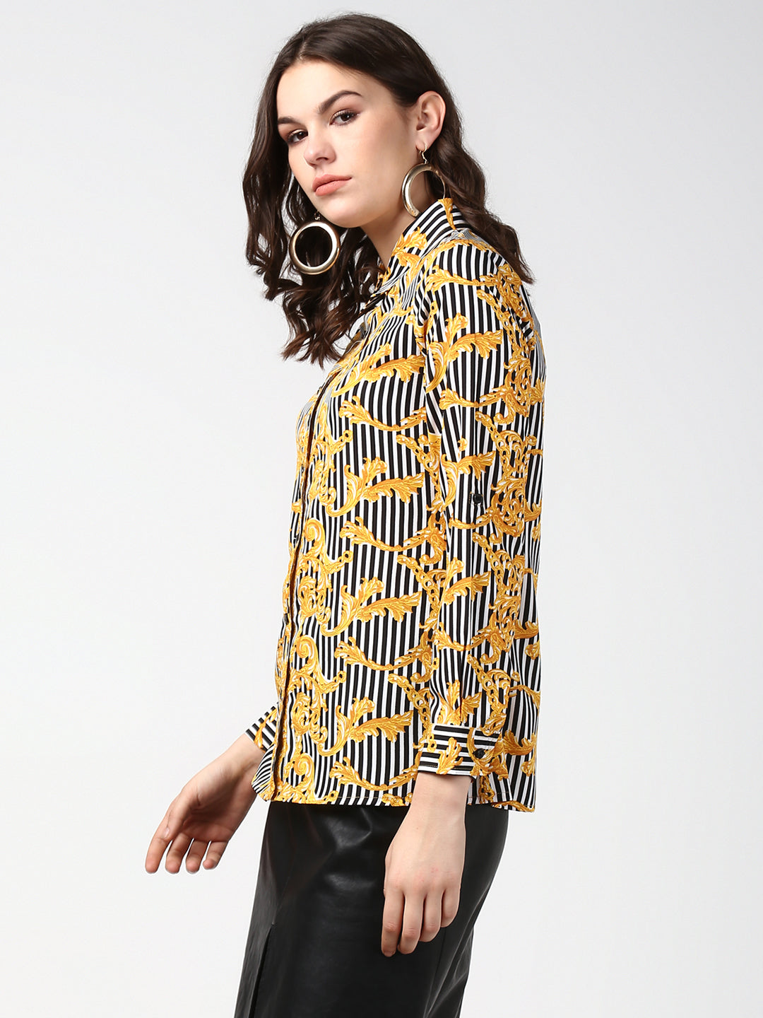 Women's Stripe and Print Shirt