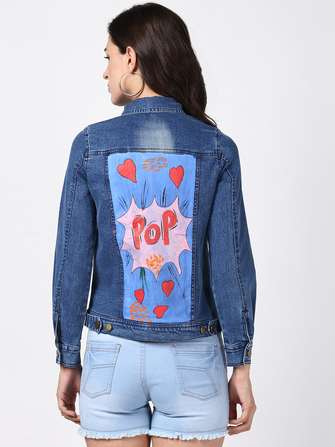 Women's Hand Painted Denim Jacket-Pop