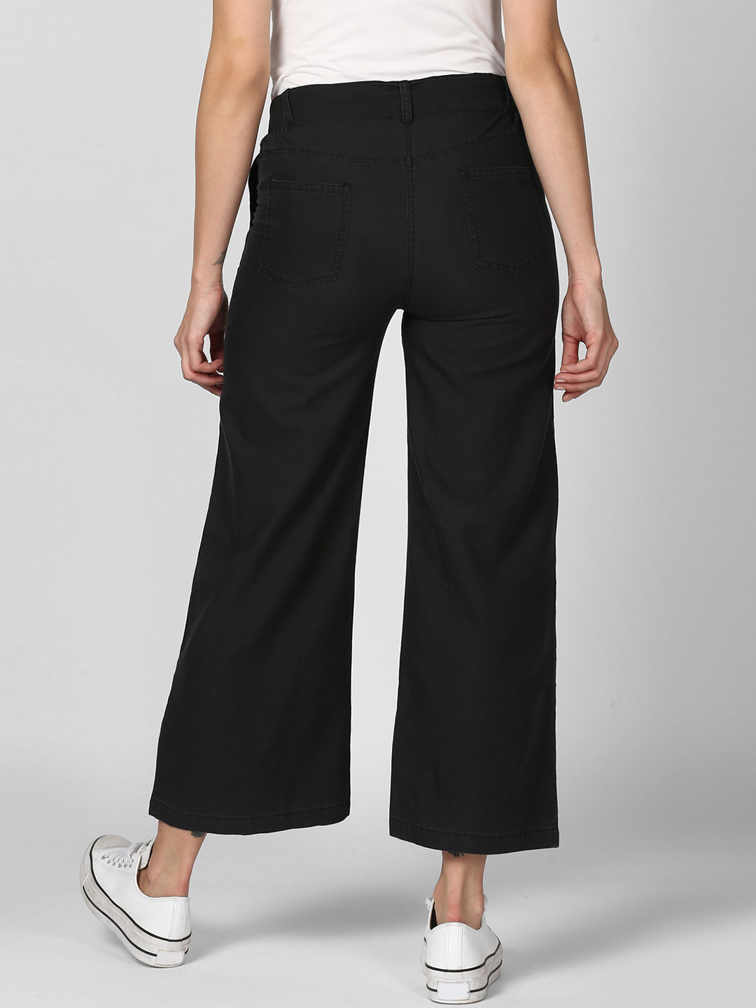 Women's Black Denim Trousers with belt