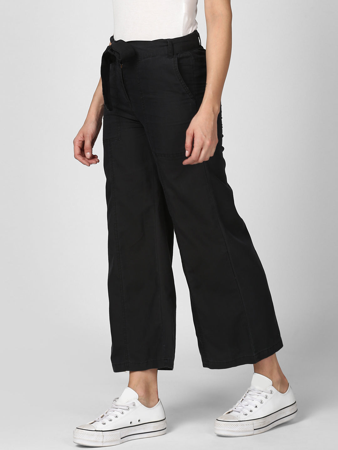 Women's Black Denim Trousers with belt