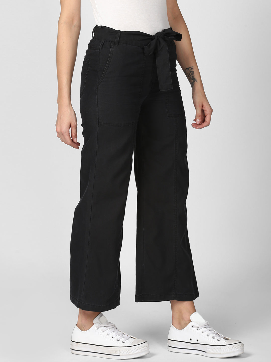 Women's Black Denim Trousers with belt