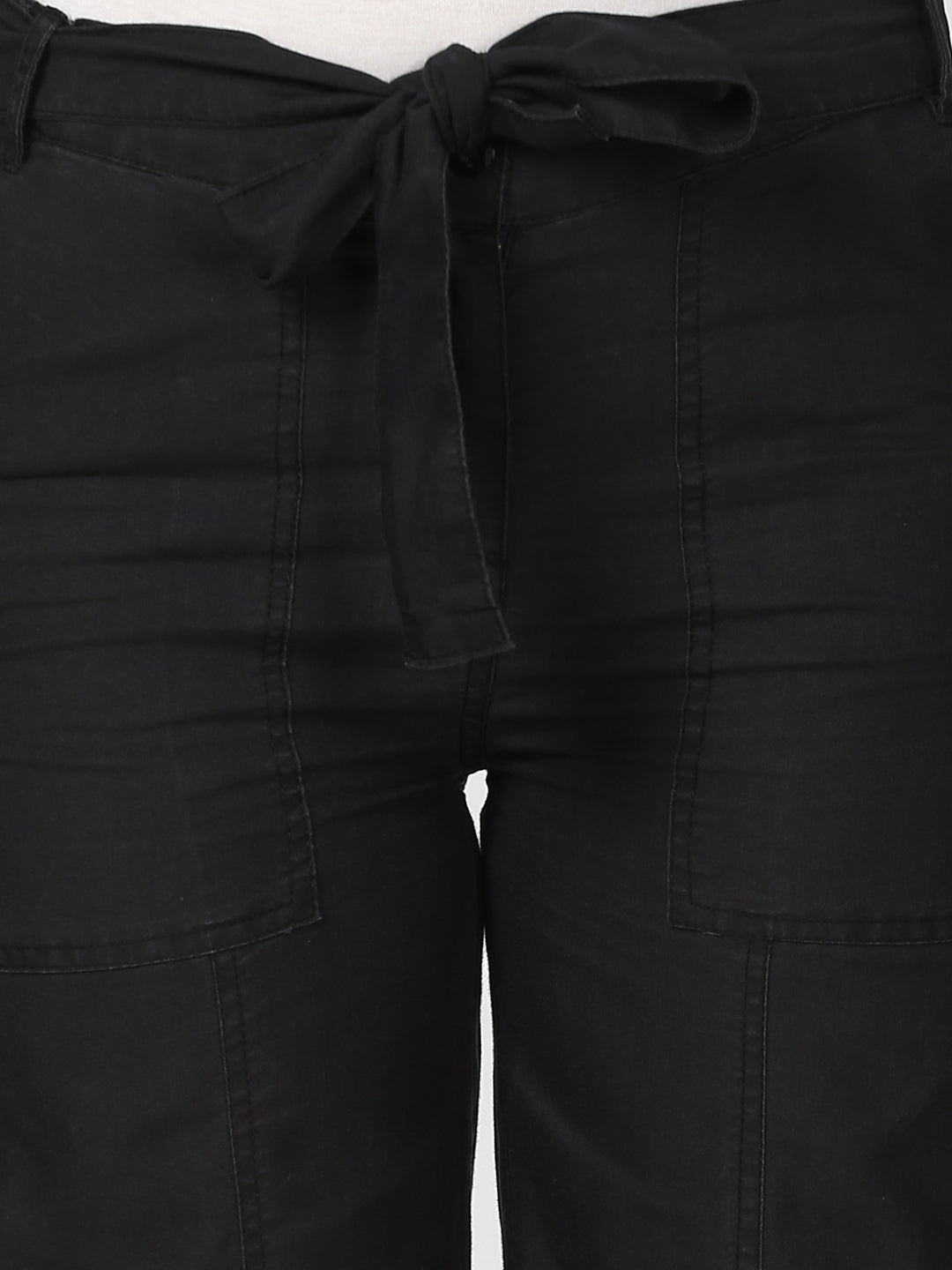 Women's Black Denim Trousers with belt