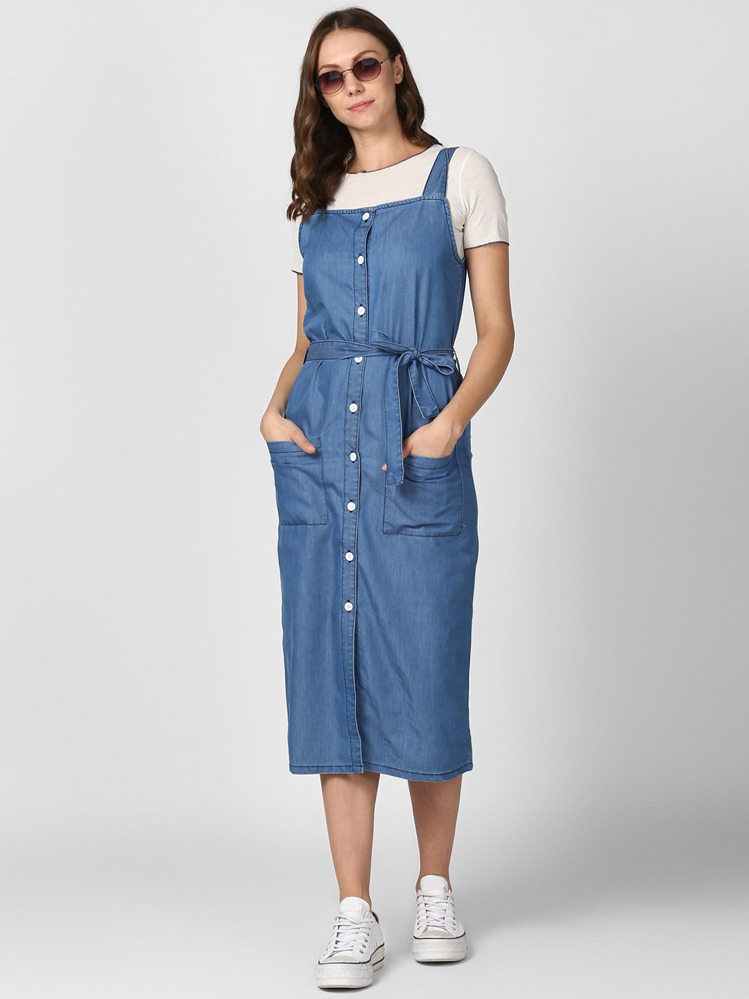 Womens Denim Dress Ladies Sleeveless Pinafore Dresses Size 8 10 12 14 6  Blue | eBay