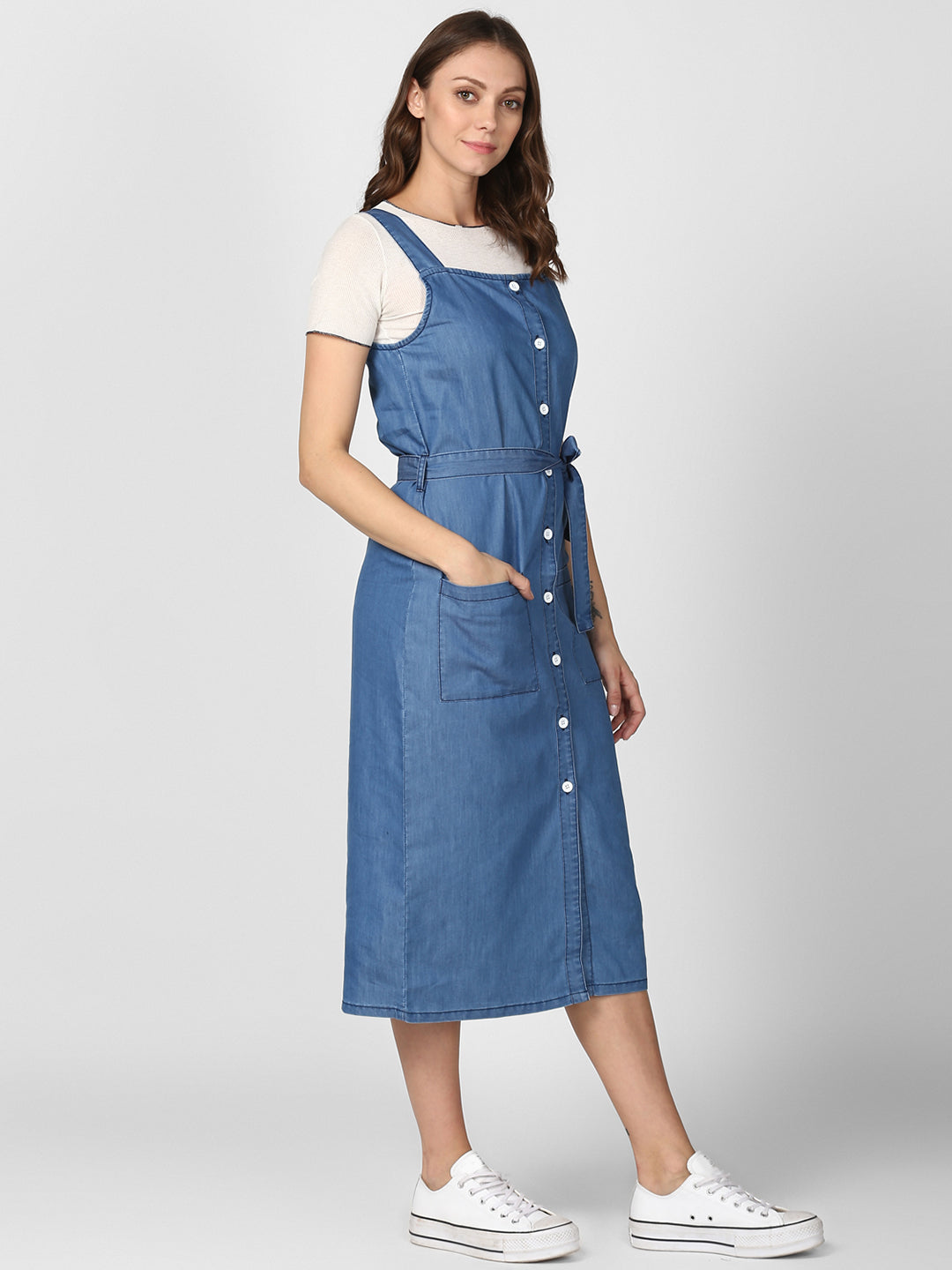 Buy Omoone Women's Casual Strap Denim Pinafore Bib Overall A Line Dress  with Pockets Online at desertcartINDIA