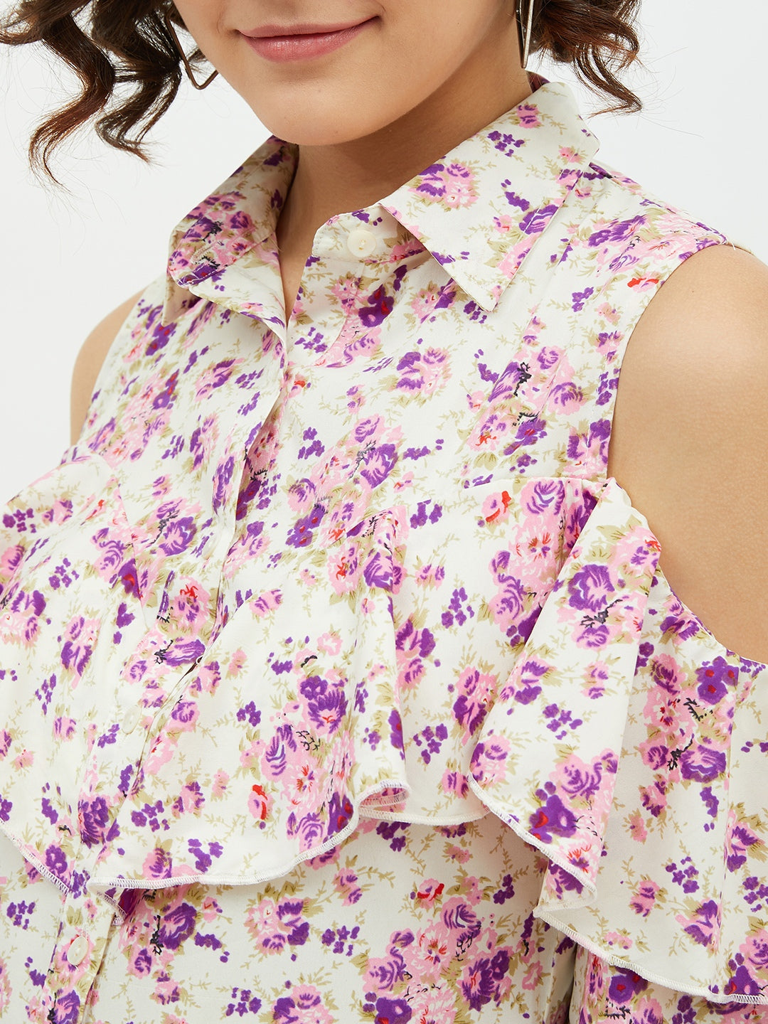 Women's Floral Cold Shoulder Shirt