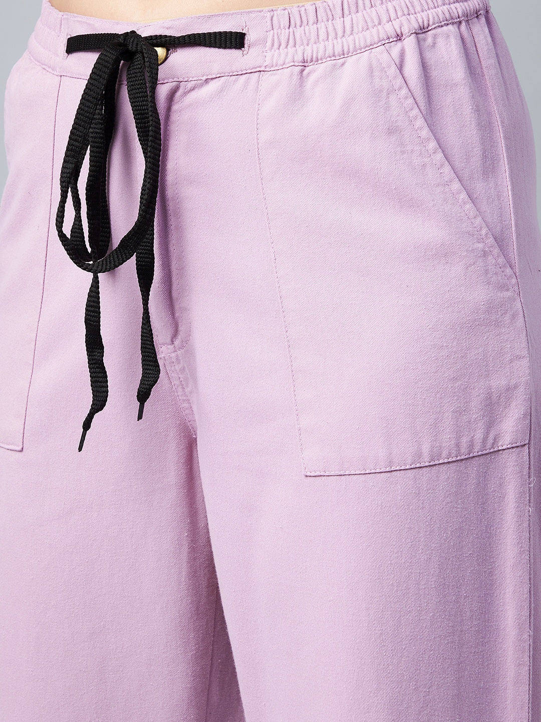 Women's Lavender Cotton Twill Jogger with Black Drawstring