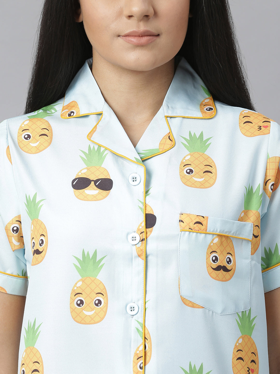 Women's Funny Pineapple Digital Print Night Suit Set