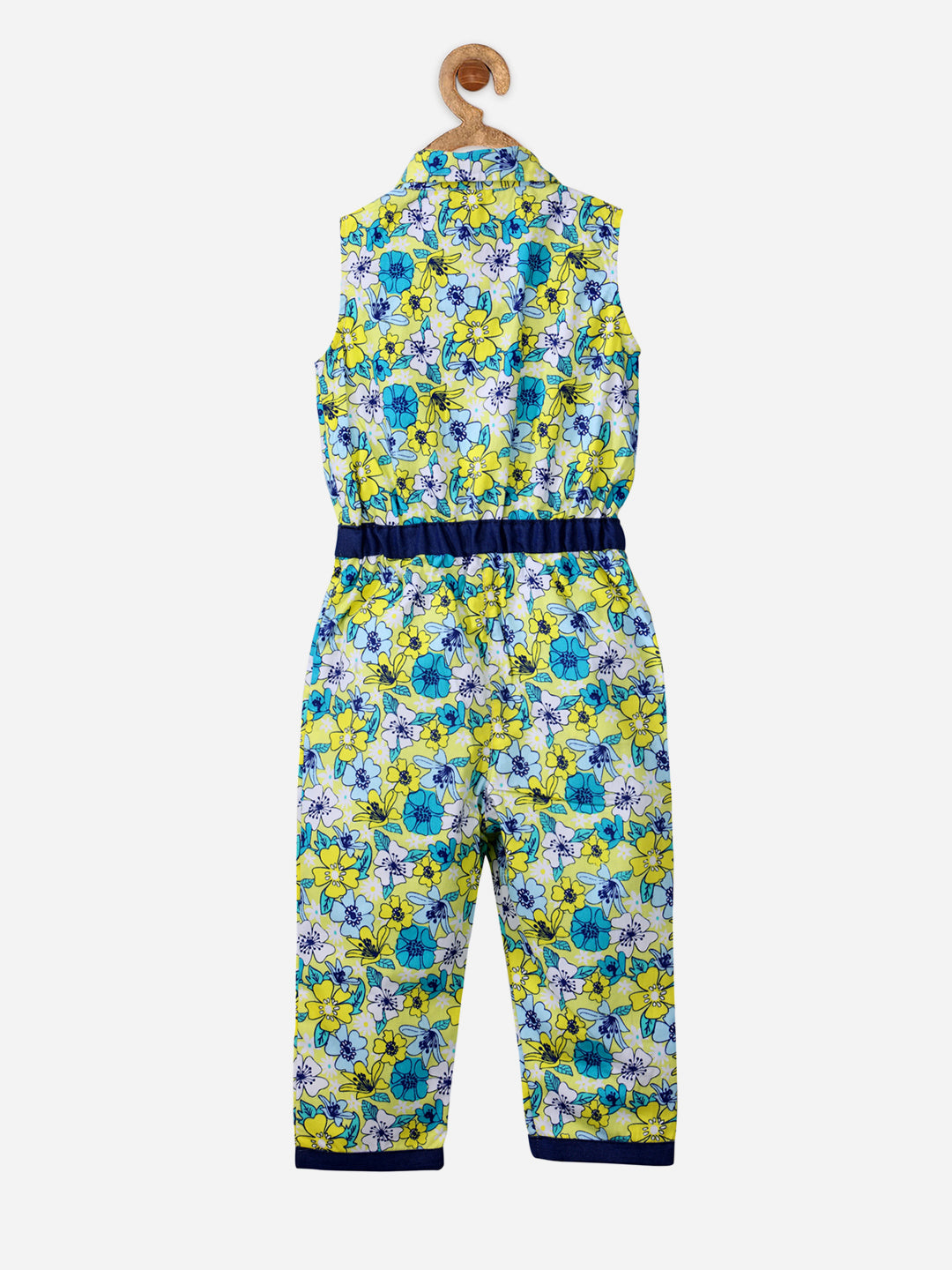 Girls Bright Flower Print Jumpsuit