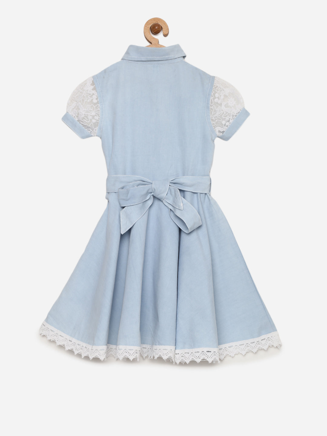 Girls Denim Lace Bodice dress with Belt