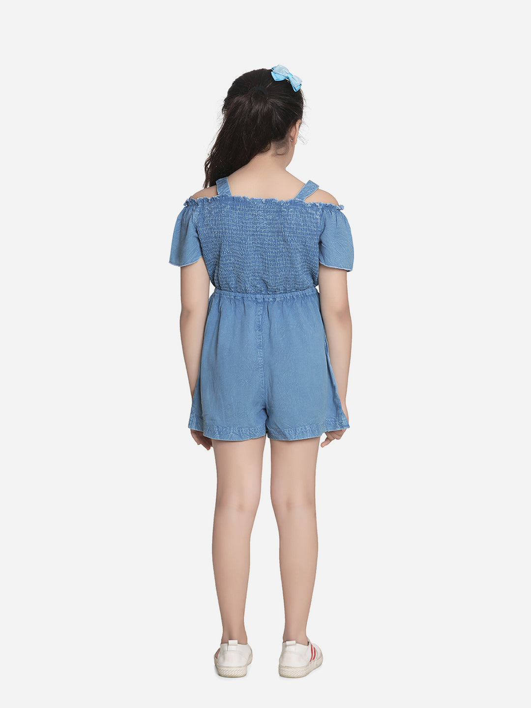 Girls Blue Rayon Shorts Style Playsuit