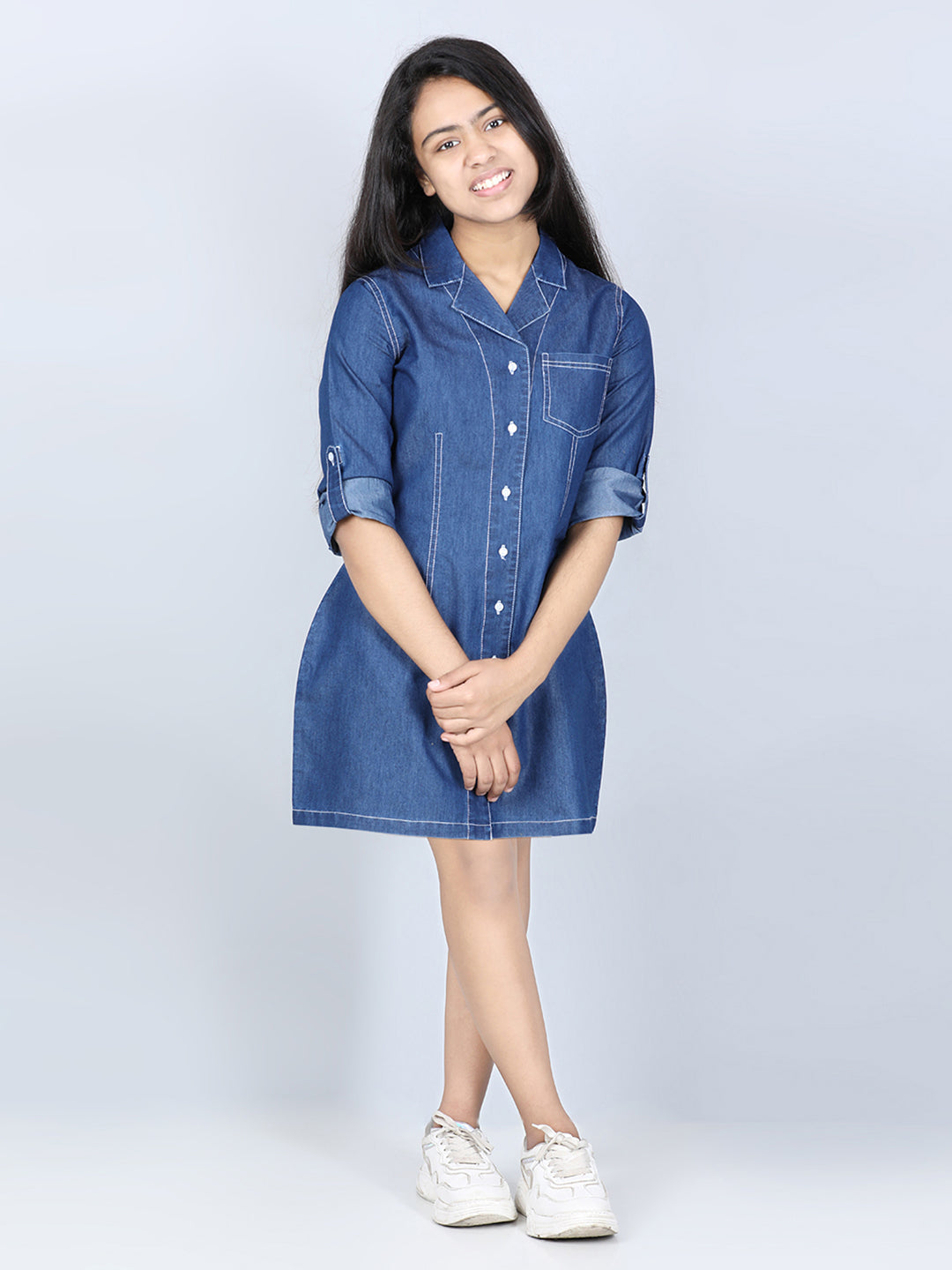 Designer Blue Color Slim Fit Denim Style Dress Sleeveless Midi Dresses –  Lady India